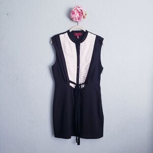 Ted Baker Black and White Pleated Tuxedo Dress